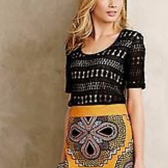 Anthropologie Tops - ANTHROPOLOGIE WOLVEN Black Lace Lined Blouse Top X SMALL